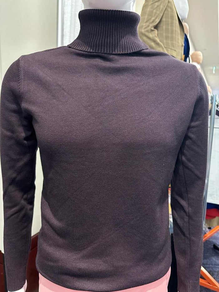 Men's Brown Turtleneck Sweater â€“ Classic Slim Fits Knit Pullover for Fall and Winter
