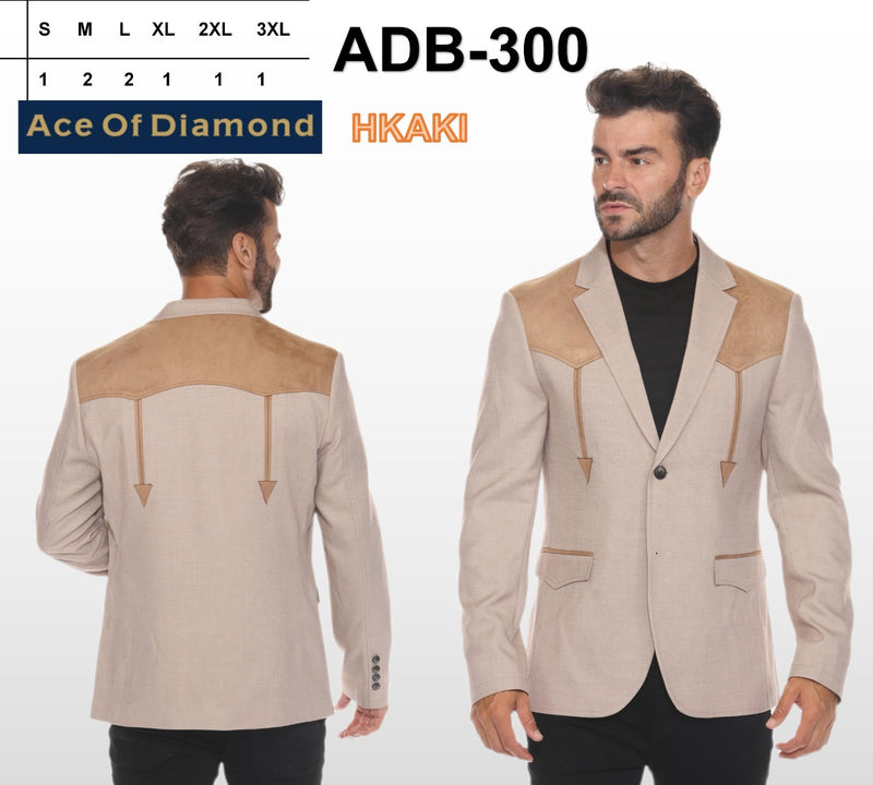 Men’s Khaki Western Blazer – Cowboy Sport Coat with Suede Yoke Detail