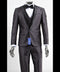 Menâ€™s Shiny Sateen Charcoal Gray Tuxedo 3 Piece Suit with Black Shawl Lapel | Formal Wedding Prom Suit Sharkskin