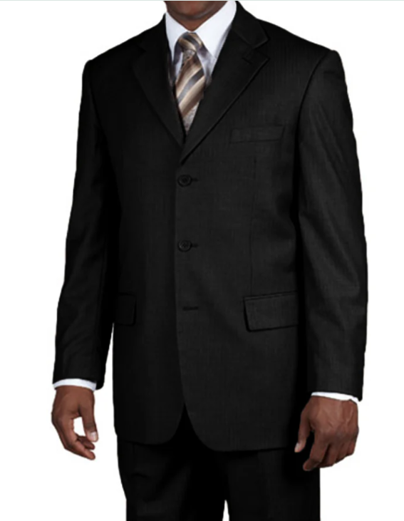 Men’s Black Three Button Blazer – Classic Formal Suit Jacket for Business, Office, Sport Coat