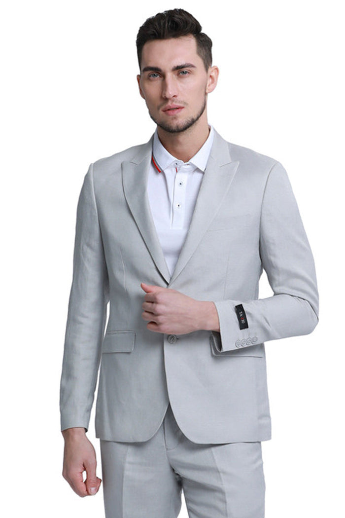Men’s Very Light Grey - Linen Western Cowboy Blazer, Formal Sport Coat for Weddings, Parties, Country Events, and Casual Dress Wear in Ice Ash Color