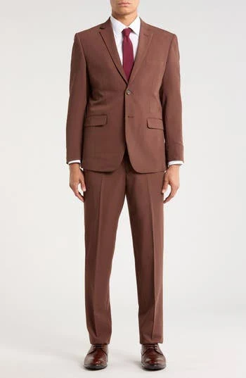 Men’s Coffee Brown 2-Piece Suit – Classic Two-Button Wedding, Business and Formal Suit
