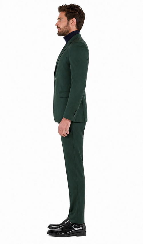 Oslo Hunter Green Slim Fit Notch Lapel 2 Piece Suit