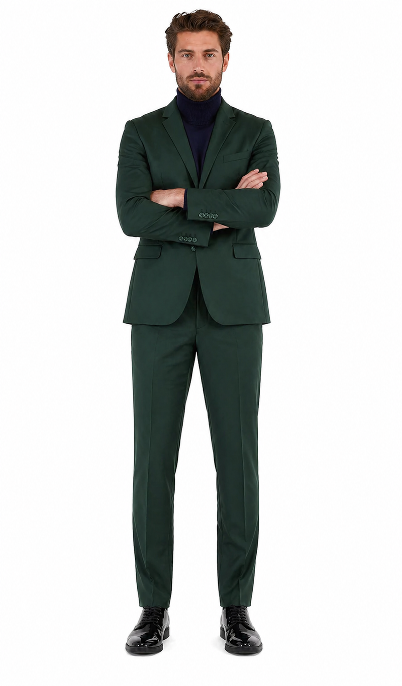 Oslo Hunter Green Slim Fit Notch Lapel 2 Piece Suit