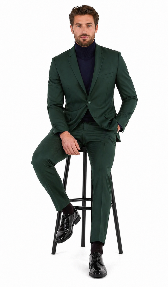 Oslo Hunter Green Slim Fit Notch Lapel 2 Piece Suit