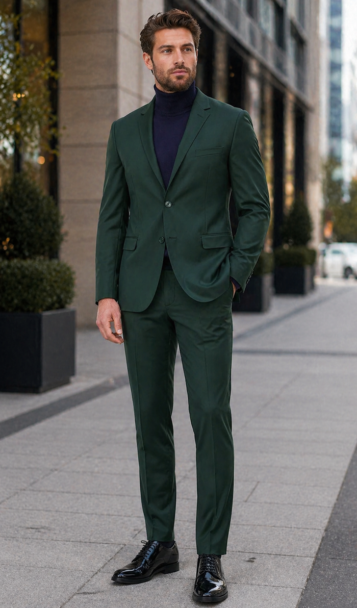 Oslo Hunter Green Slim Fit Notch Lapel 2 Piece Suit