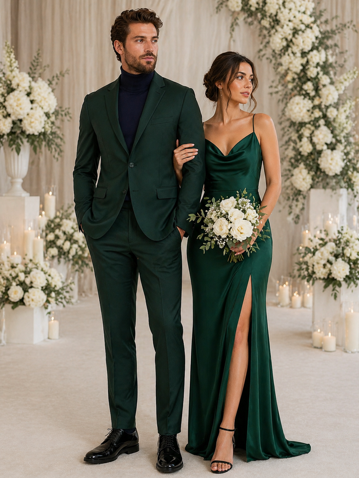 Oslo Hunter Green Slim Fit Notch Lapel 2 Piece Suit