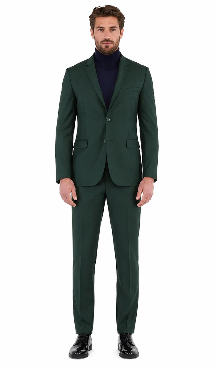Oslo Hunter Green Slim Fit Notch Lapel 2 Piece Suit