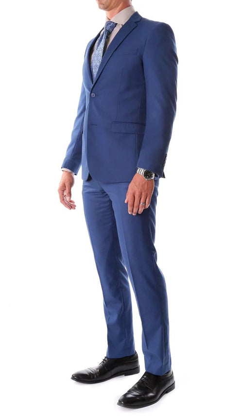 Oslo Indigo Blue Slim Fit Notch Lapel 2 Piece Suit