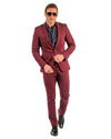 Gianni Testi Ultra Slim Suit - Stretch Fabric Suit - Mens Stretchy Suit - Burgundy Suit