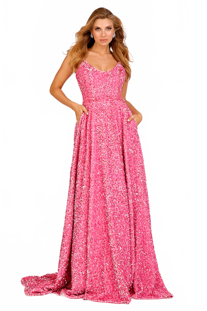 Sequin Velvet Sleeveless A-line Gown by Lucci Lu 1273