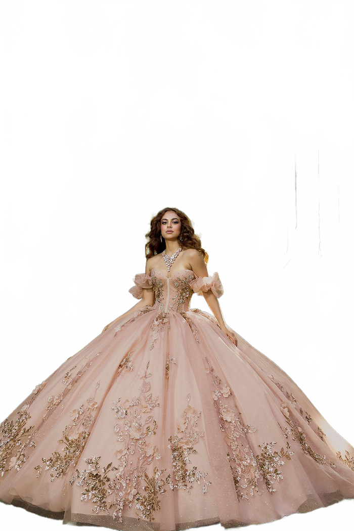 3D Floral Strapless Ball Gown by Bella Princess PQ1089
