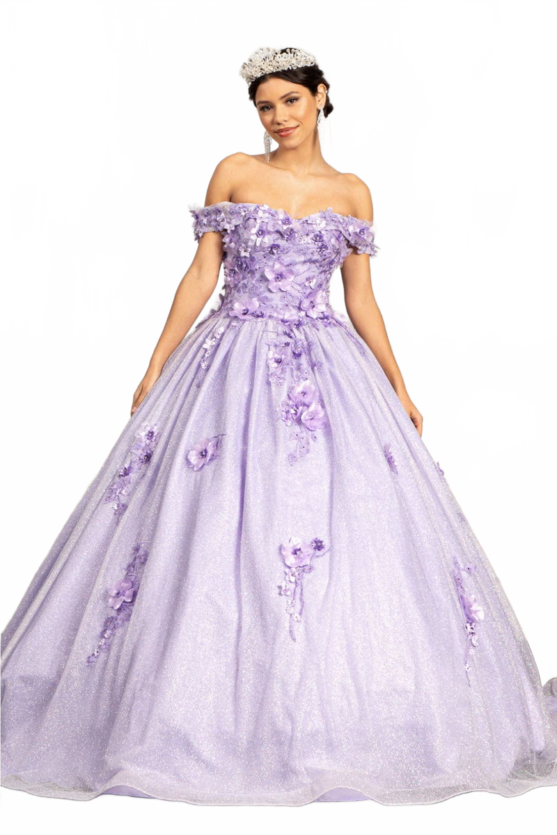 Floral Embroidered Sweet 16 Ball Gown Off Shoulder Quinceanera Dress by Elizabeth K GL1971