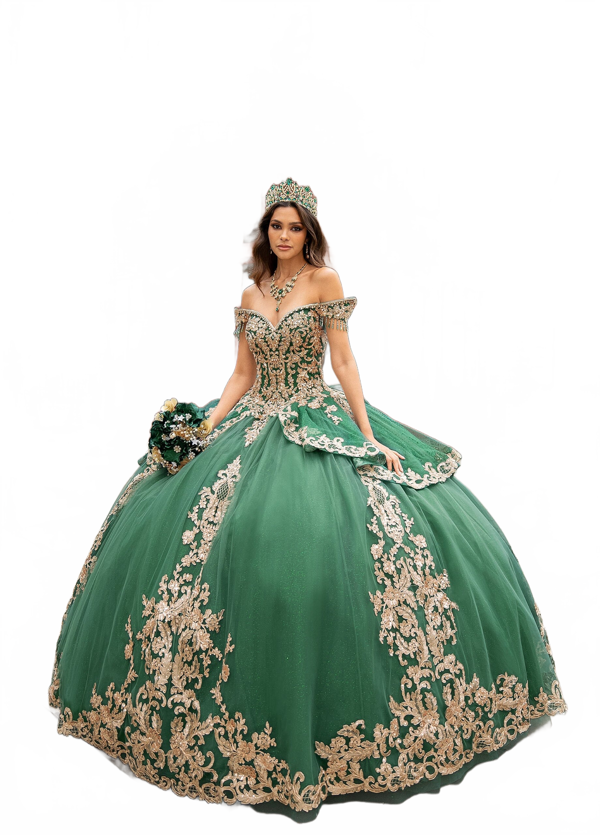 Rachel Allan RQ3129 Off Shoulder Fringe Quinceanera Dress