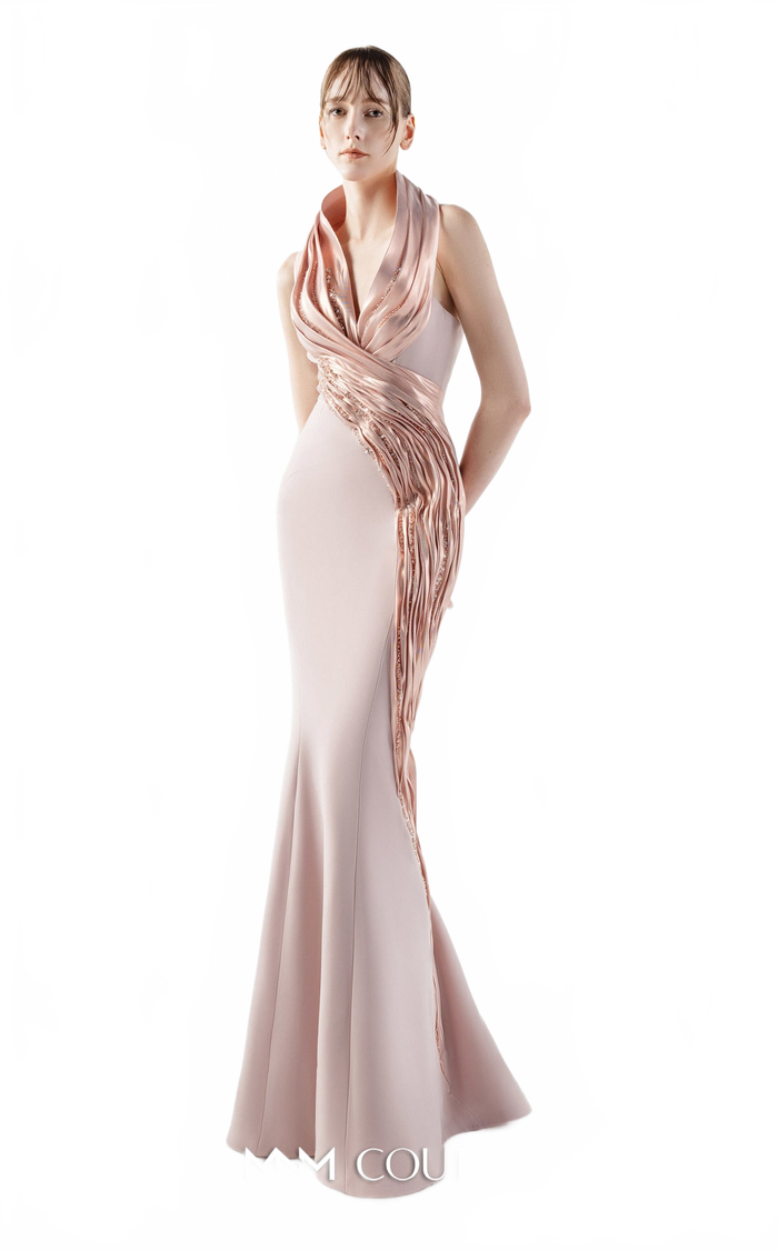 Gaby Charbachy G2012 Powder Halter Open Back Couture Gown by MNM Couture