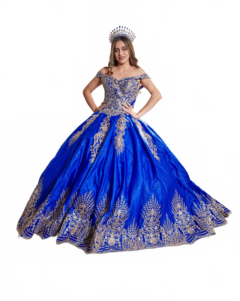 Glitter Embroidered Quince Dress Applique Off Shoulder Ball Gown by Calla KY72838
