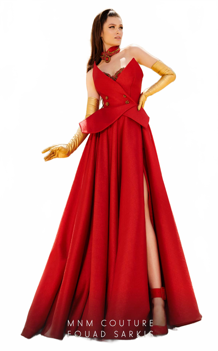 Fouad Sarkis 2767 Red Evening Gown by MNM Couture