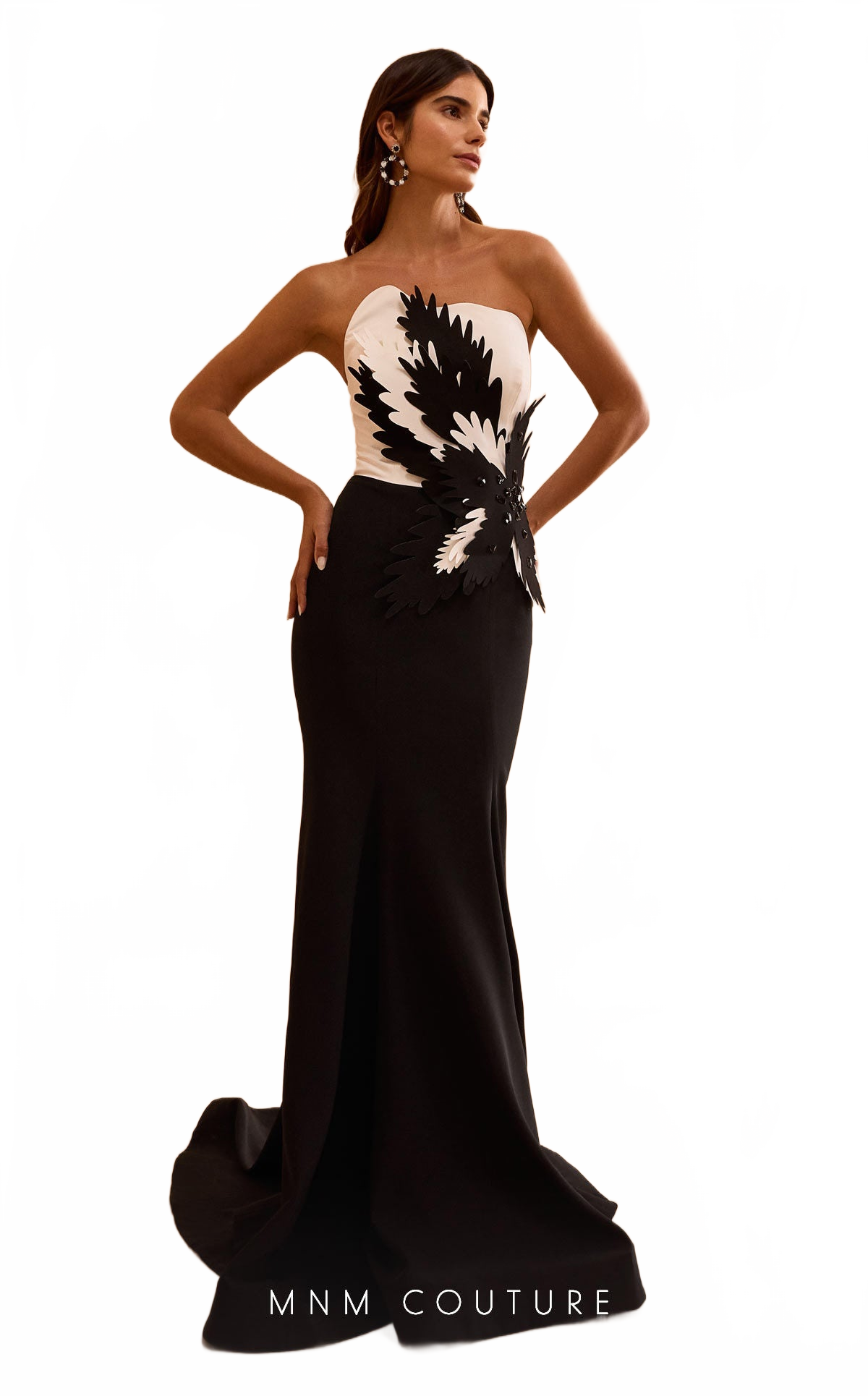 MNM Couture V07442 Strapless Mermaid Gown in Black-White