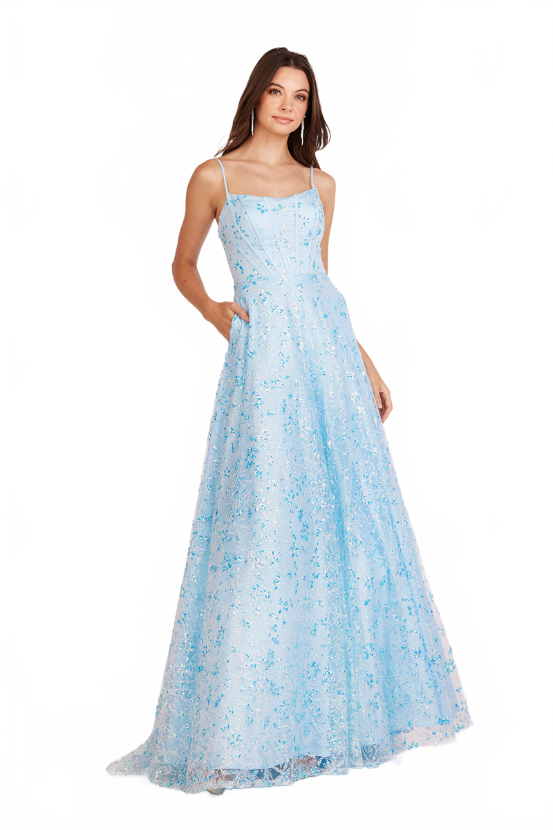 Abby Paris 90240 Sequin Print Sleeveless A-Line Gown
