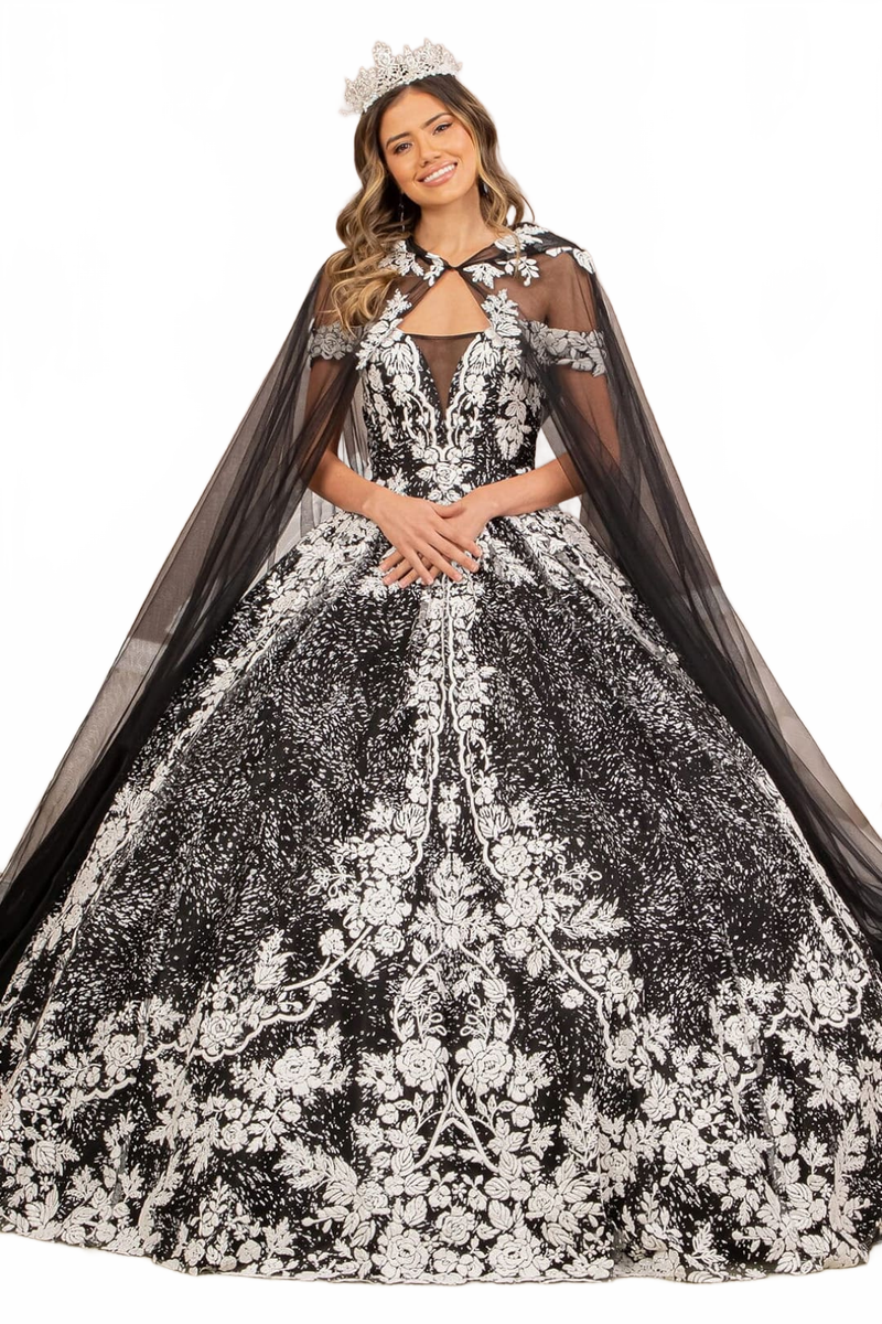 Floral Print Cloak Ball Gown by Elizabeth KGL3168