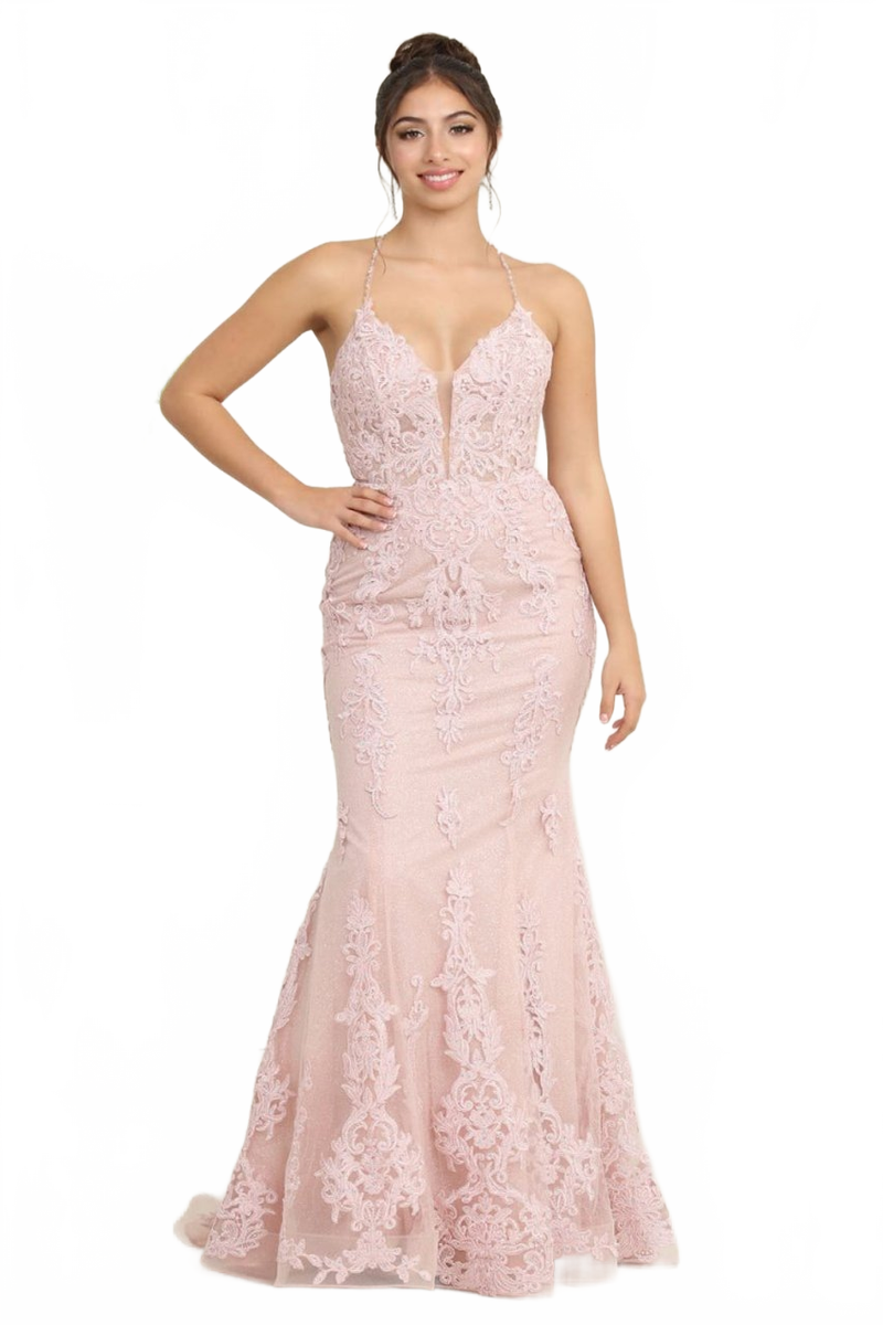 Sleeveless Glitter Mermaid Gala Gown