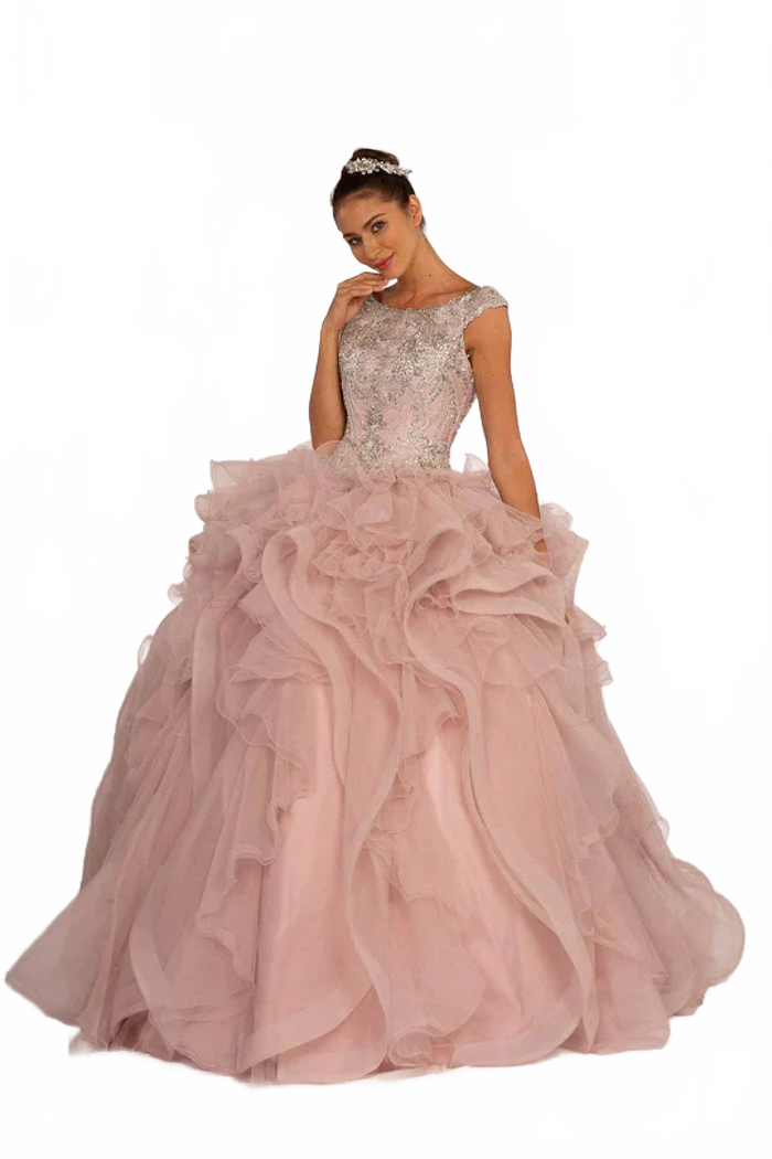 Beaded Ball Gown with Ruffles by Elizabeth KGL2514