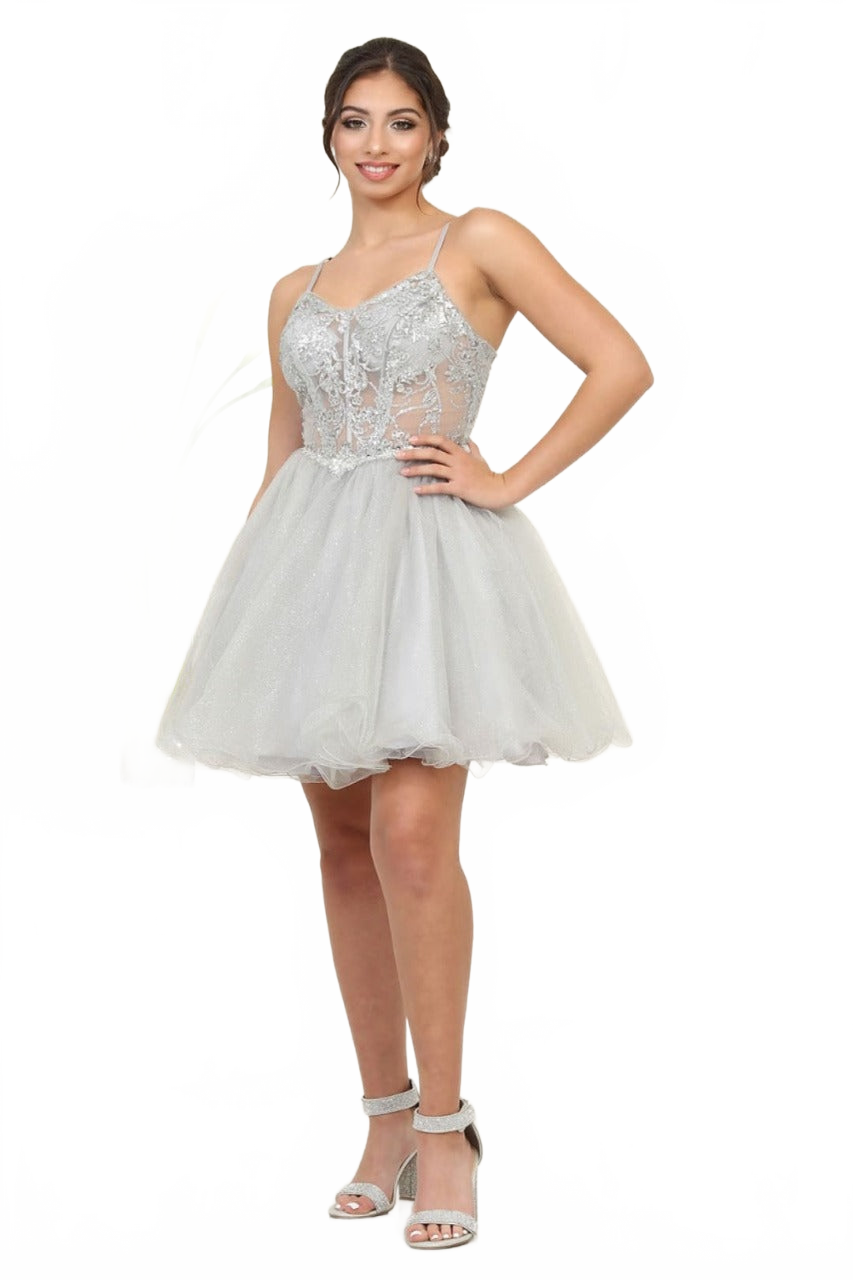 Dama Dresses for Quinceanera in Silver Style MQ2082 Quince Outfit
