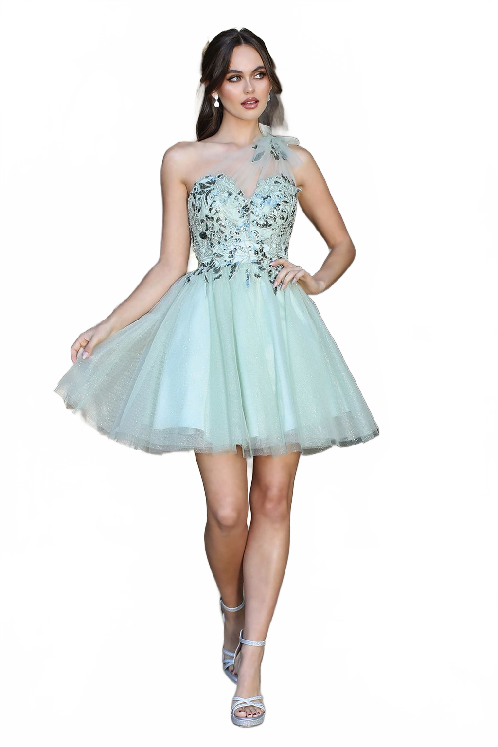 Adora Design 1054 One Shoulder A Line Short Tulle Homecoming Dress