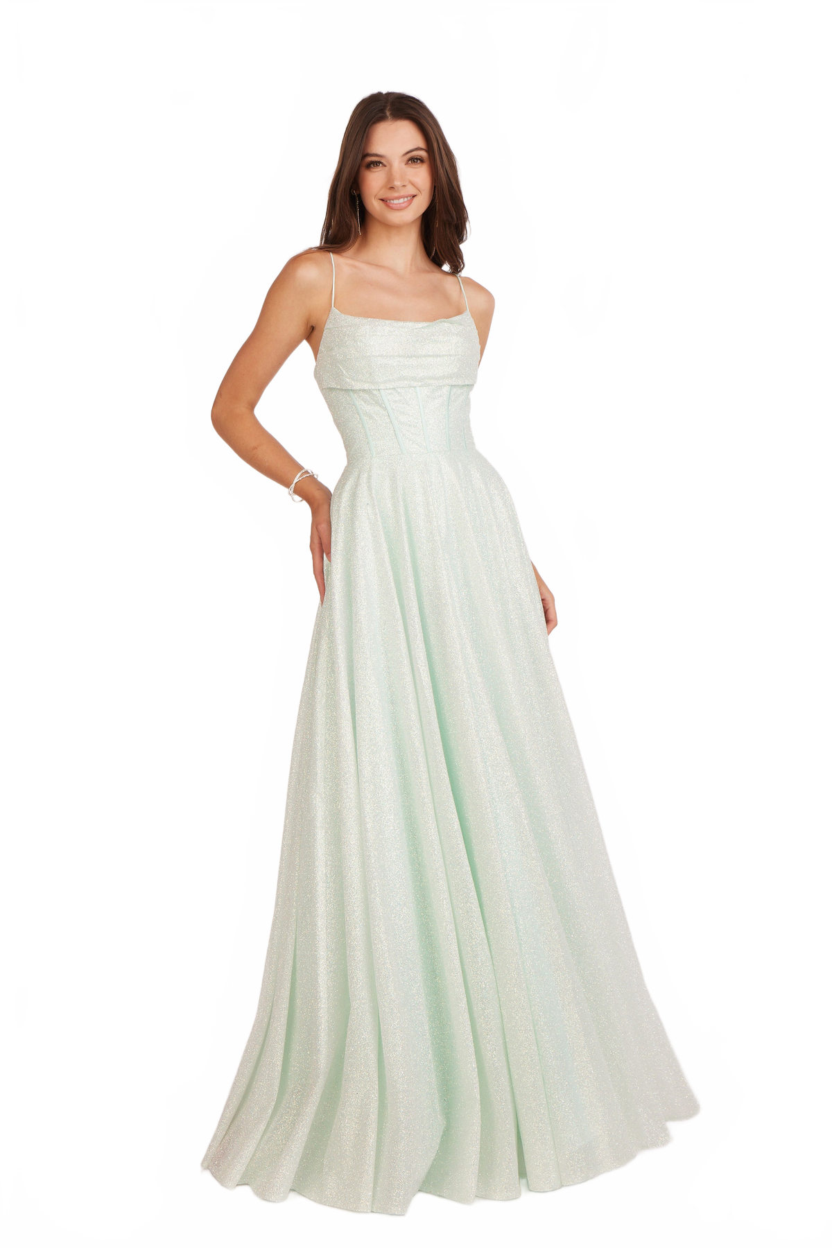 Glitter Tulle Corset A-Line Gown by Abby Paris 90208