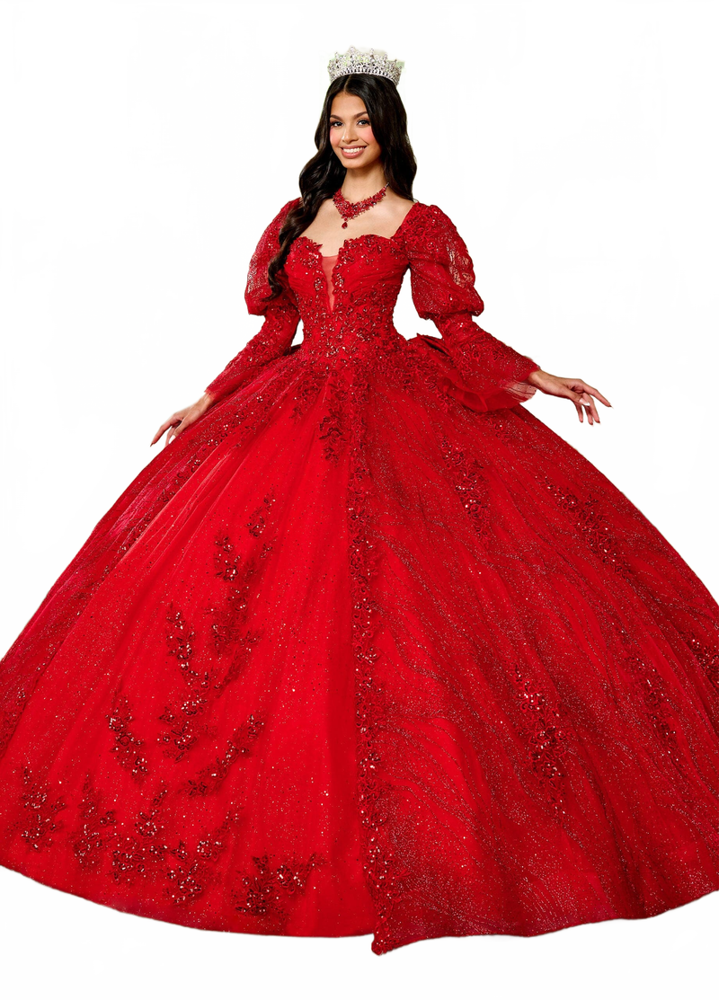 Rachel Allan RQ1135 Strapless Puff Sleeve Quinceanera Dress