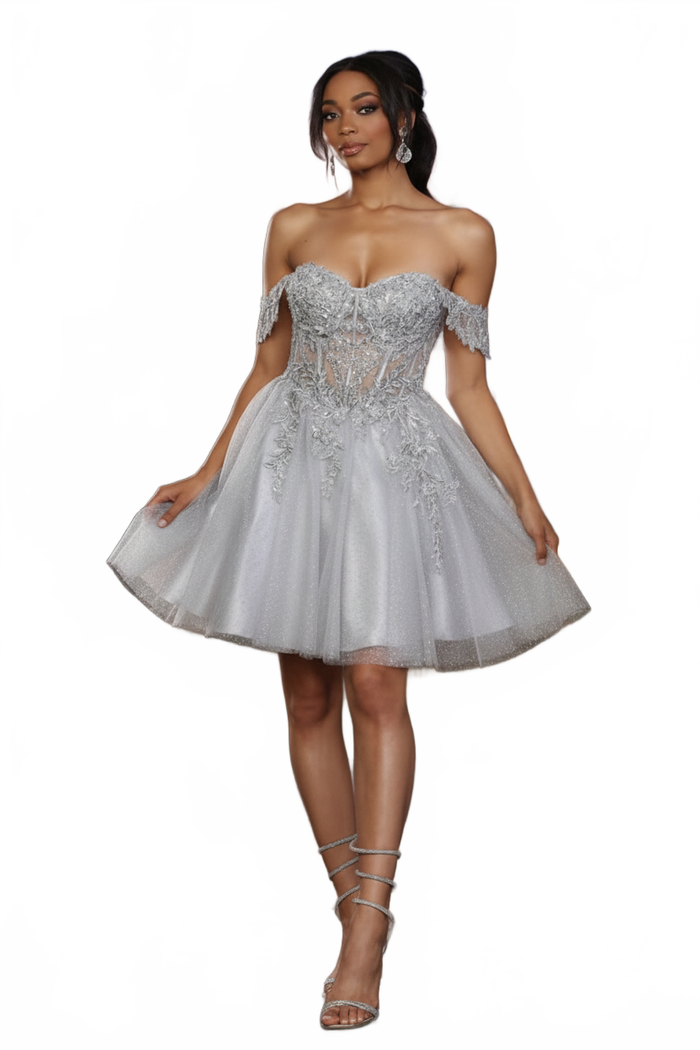 Dama Dresses for Quinceanera in Silver Style MQ2080 Quince Outfit