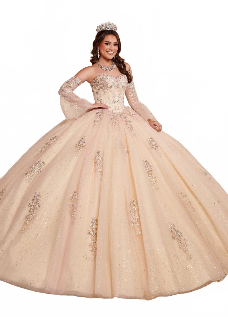 Rachel Allan RQ1120 Strapless Bell Sleeve Quinceanera Dress