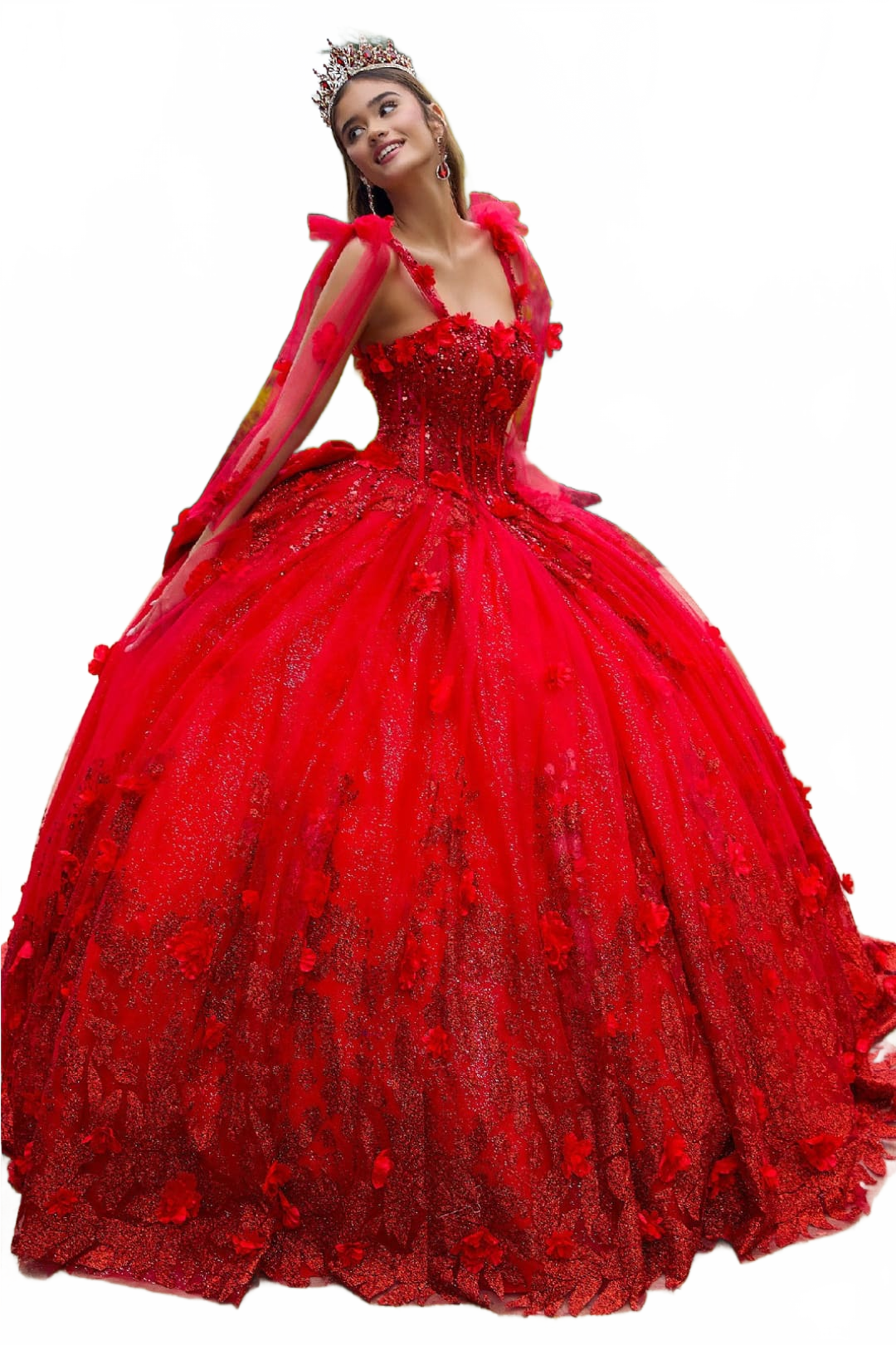 3D Floral Quinceanera Dress Sleeveless Ball Gown by GLS Gloria GL3529