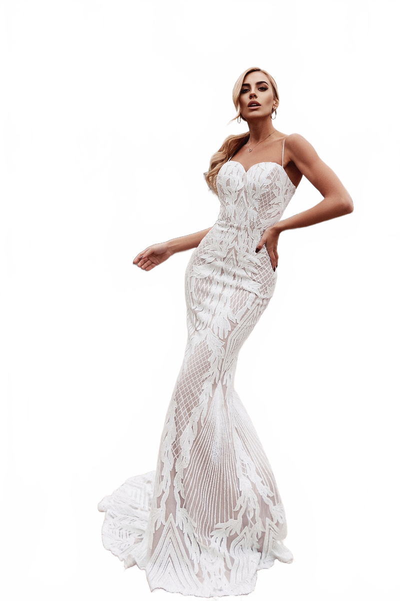 Tina Holly BB050 Wedding Mermaid Sweetheart Spaghetti Strap Sequin Dress