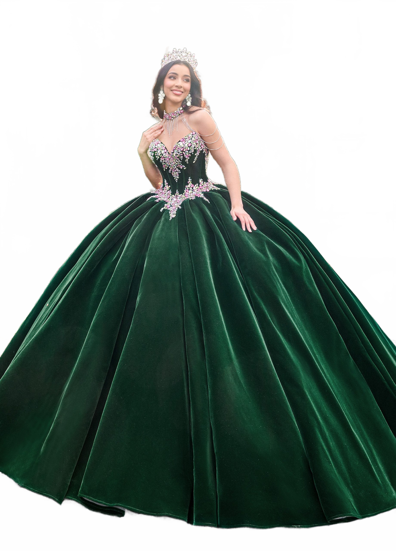 Rachel Allan RQ2198 Velvet Strapless Quinceanera Dress