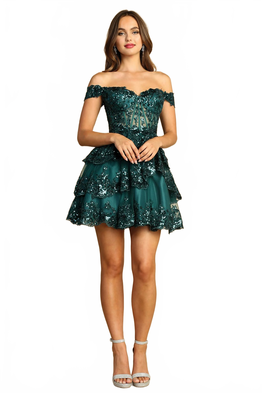 Adora Design 1051 Short Sequin Corset Tulle Homecoming Dress