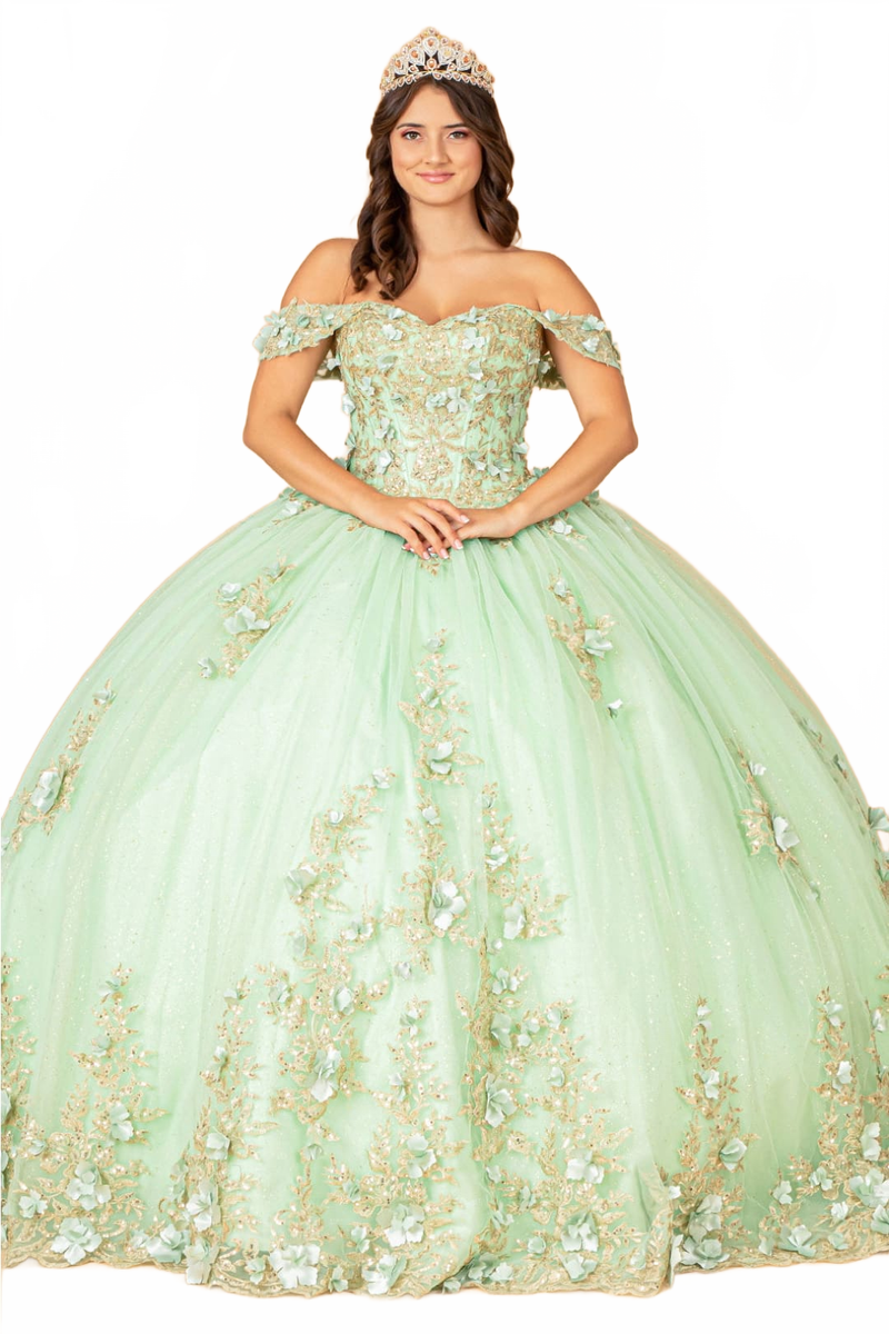3D Floral Off Shoulder Ball Gown by Elizabeth KGL3102