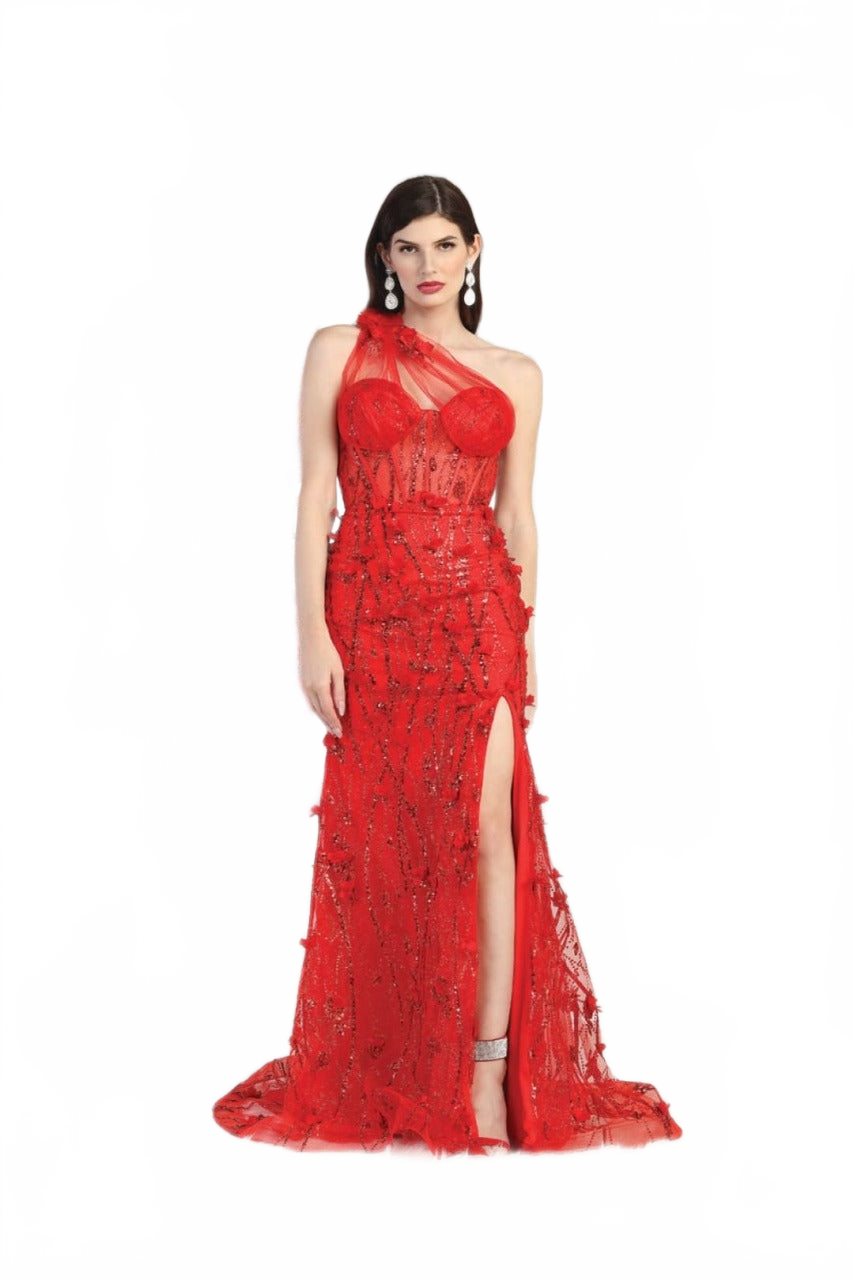 Royal Queen RQ8027 Illusion One Shoulder Embellished Evening Gown