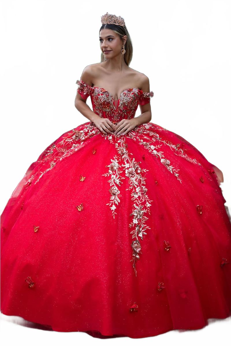 Red And Gold Quinceanera Dresses | Ball Gown by GL3522