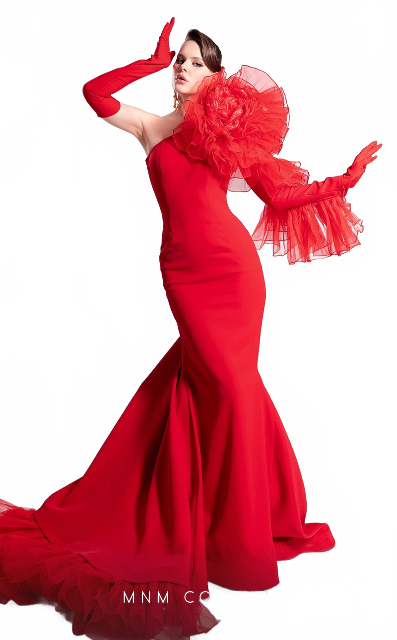 Fouad Sarkis F02906 One-Shoulder Evening Gown