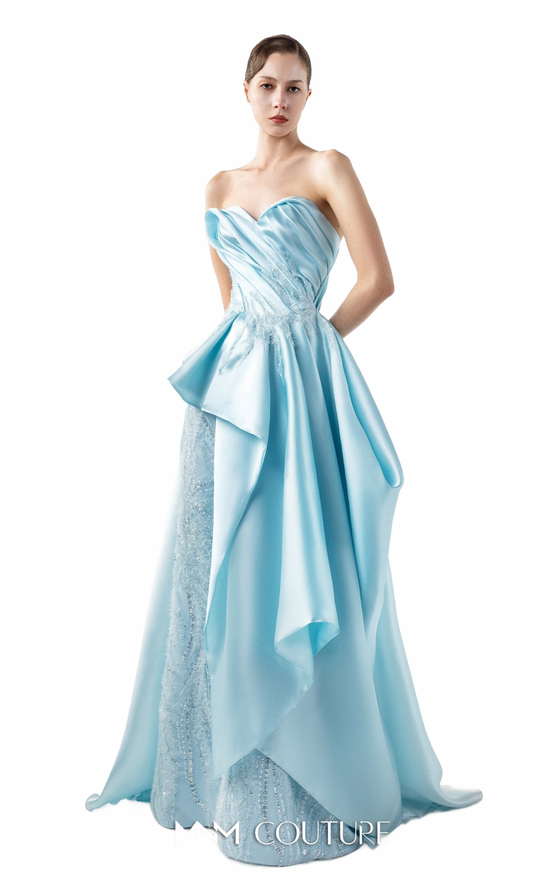 Gaby Charbachy G2014 Blue Lace Peplum Couture Evening Gown