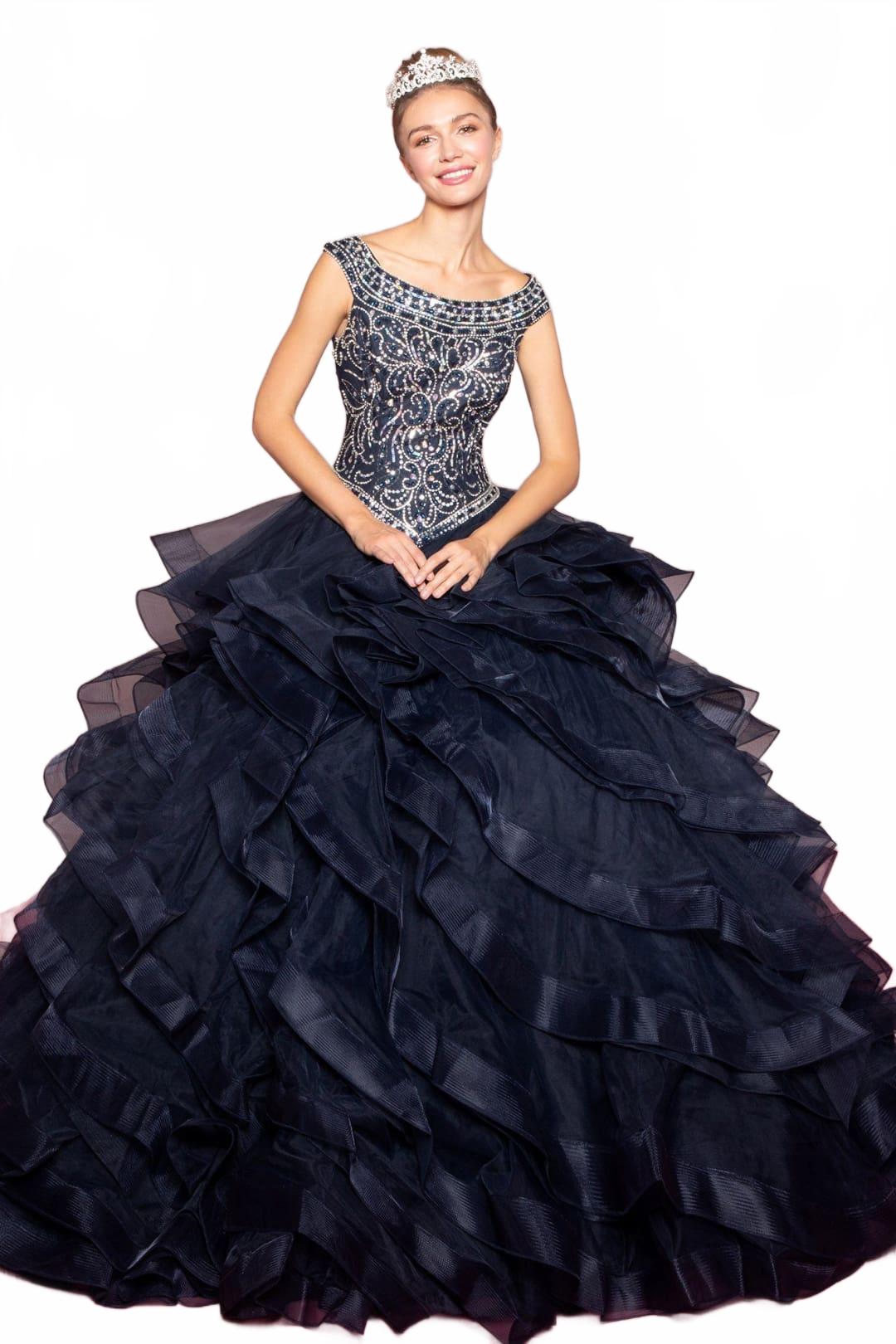 Jeweled Cap Sleeve Ball Gown by Elizabeth KGL1600