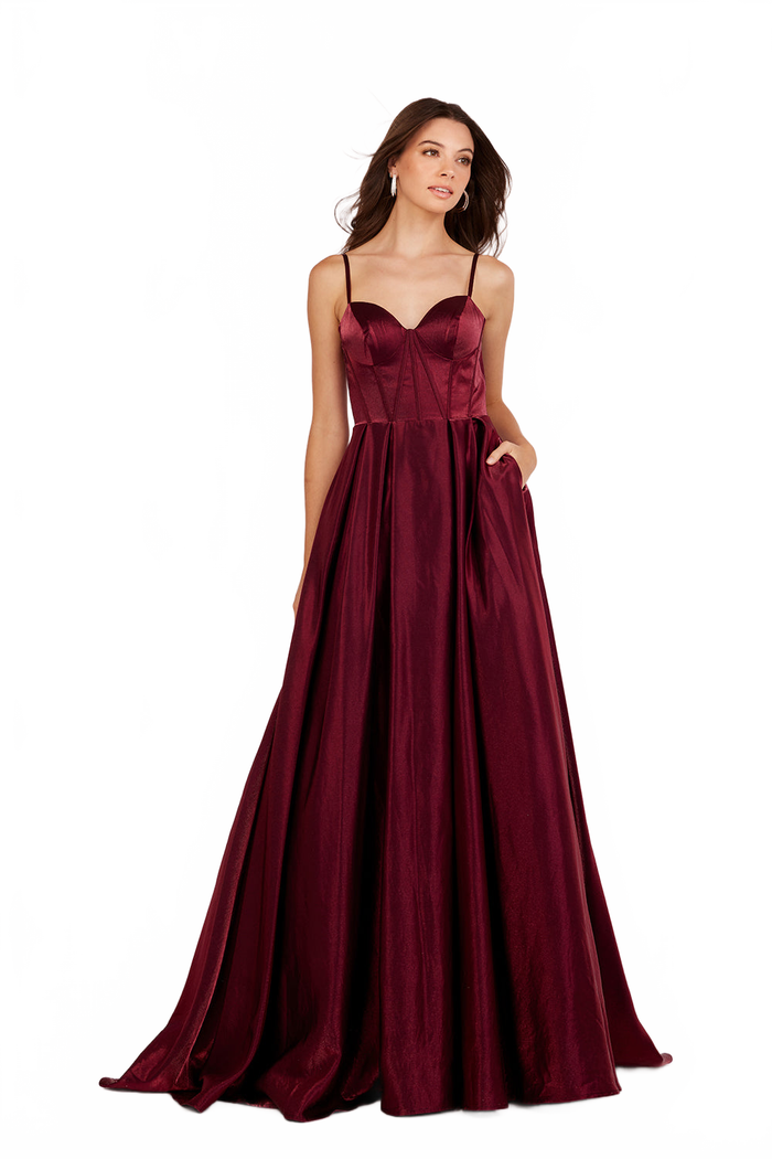 Abby Paris 90224 Satin Sleeveless Sweetheart A-Line Gown