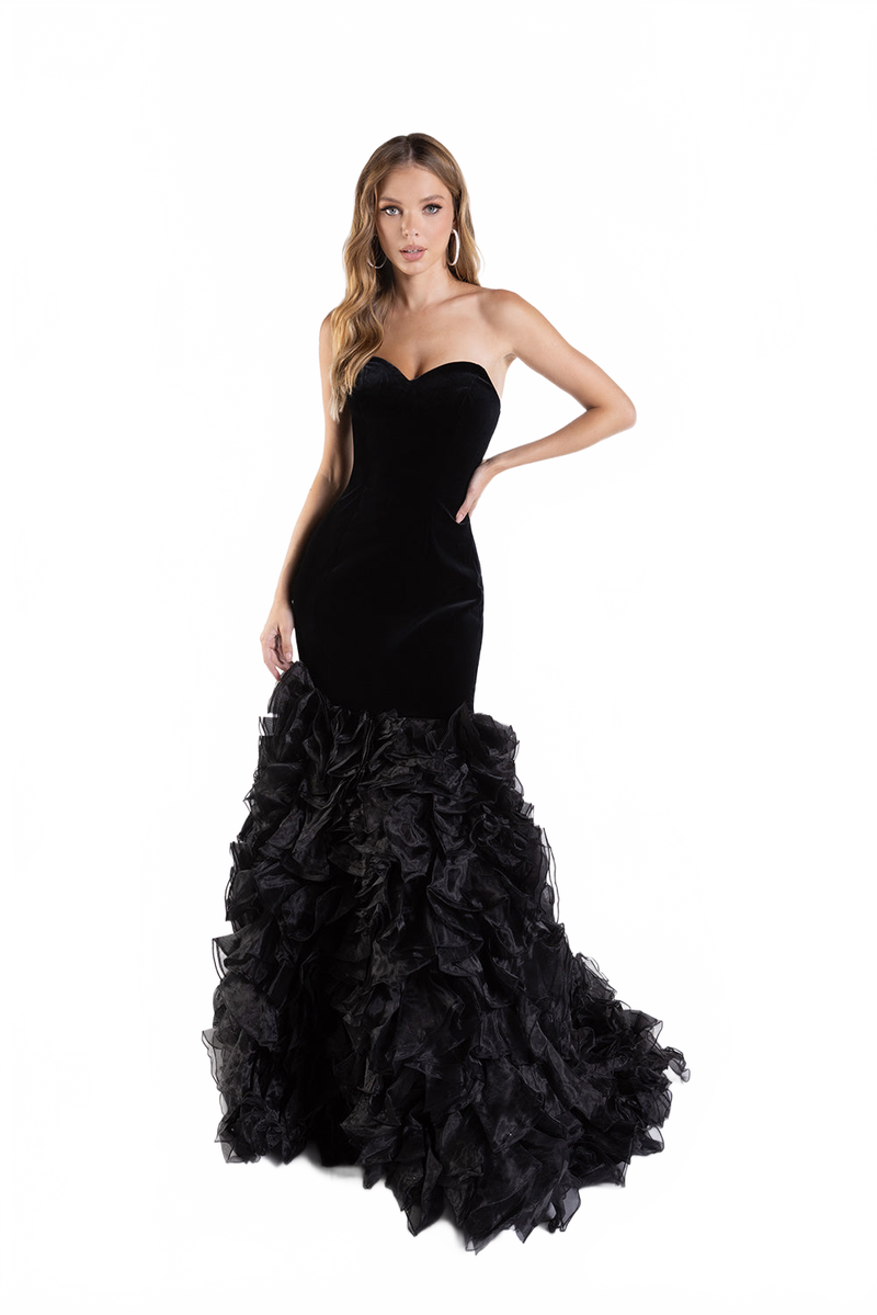 Strapless Ruffled Mermaid Dress by Lucci Lu 28080