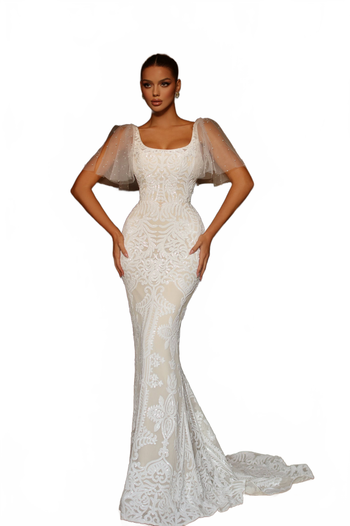 Tina Holly TW111 Wedding Mermaid Evening Sequin Mesh Dress