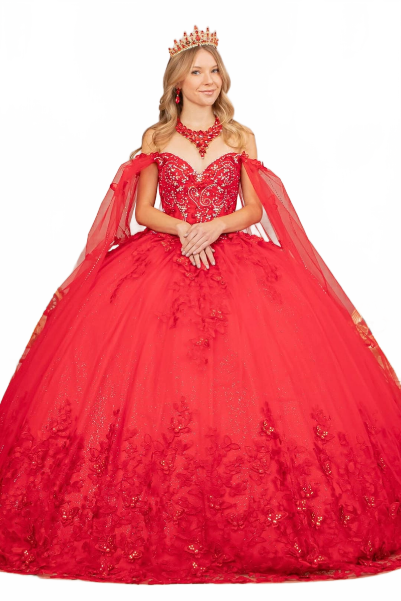 3D Butterfly Cape Sleeve Ball Gown by Elizabeth KGL3110