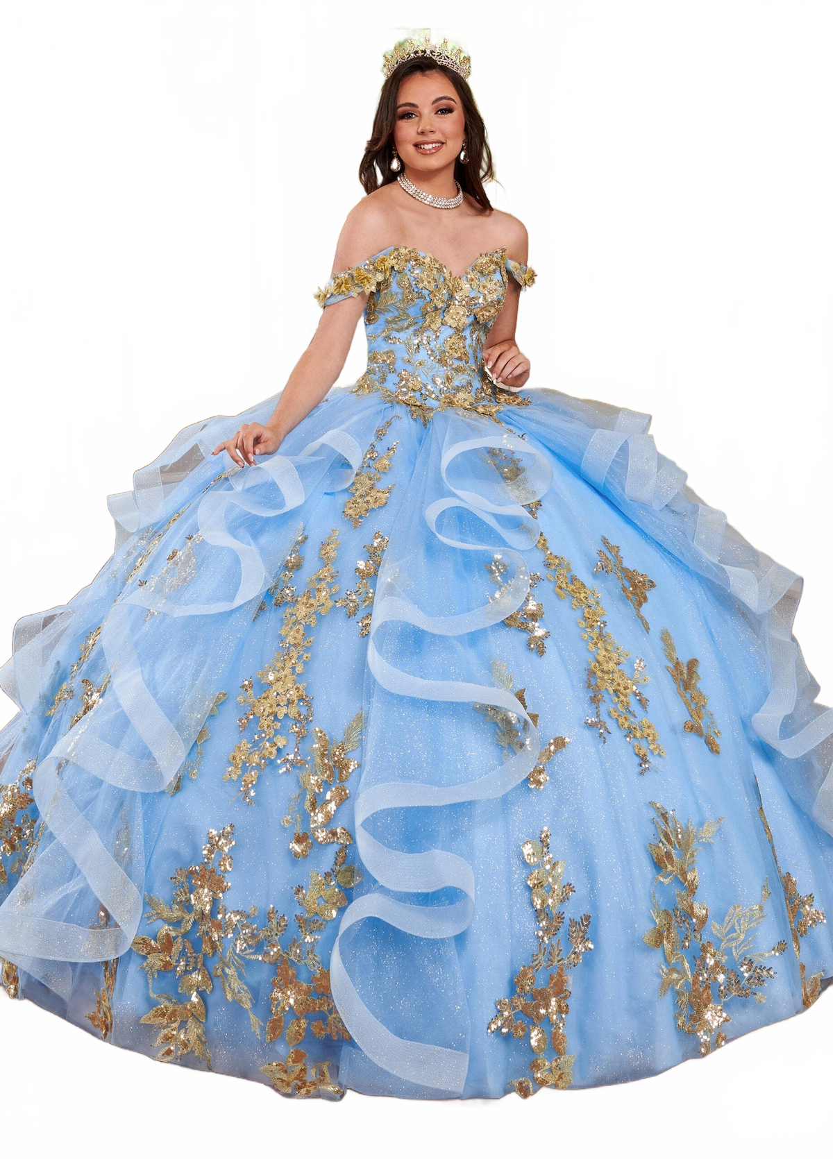 Rachel Allan RQ2165 3D Floral Ruffled Quinceanera Dress