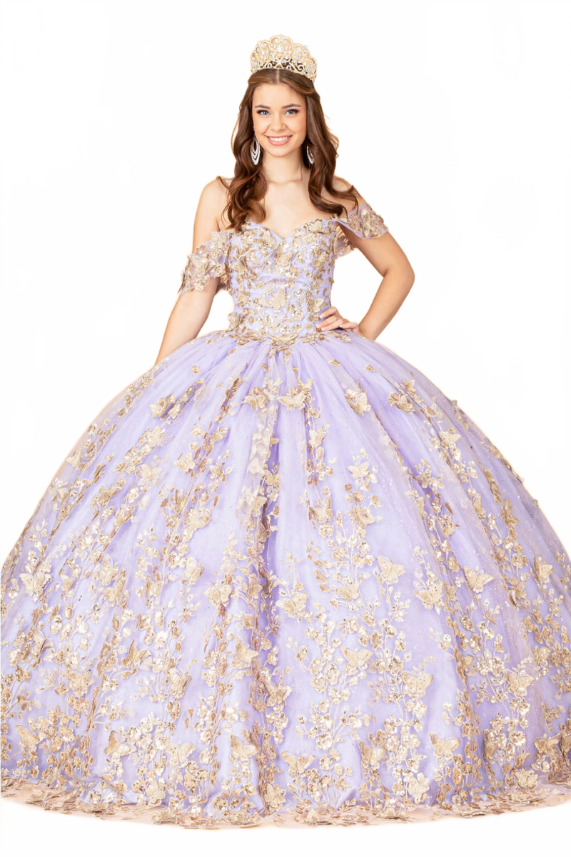 3D Butterfly Off Shoulder Ball Gown by Elizabeth KGL3077