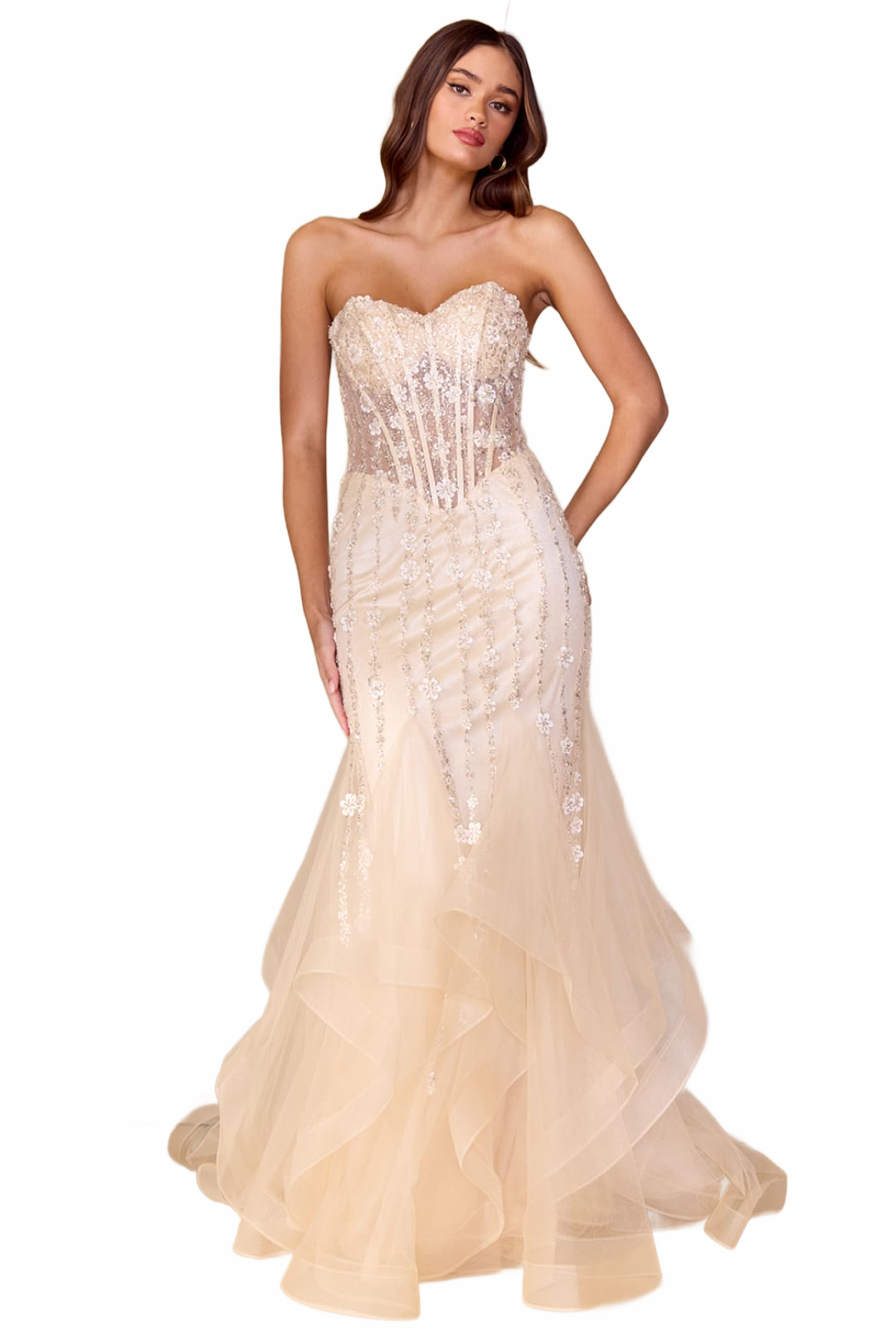 Formal Dress Sweetheart Layered Ruffles Gown By Amelia Couture 8002