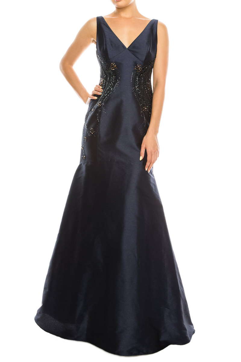 Adrianna Papell Sleeveless Beaded Faille Dress